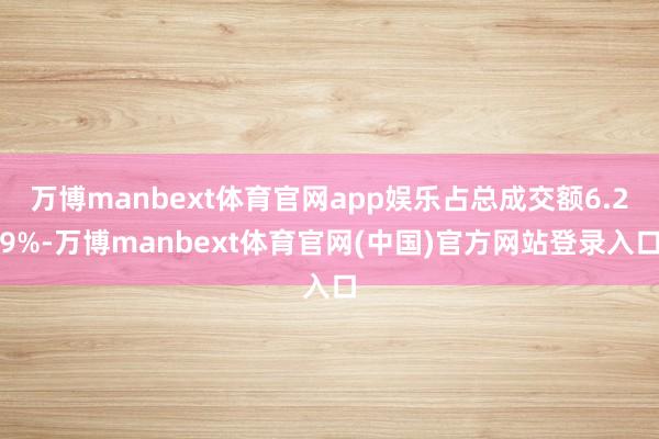 万博manbext体育官网app娱乐占总成交额6.29%-万博manbext体育官网(中国)官方网站登录入口