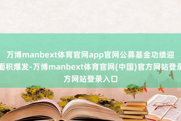万博manbext体育官网app官网公募基金功绩迎来大面积爆发-万博manbext体育官网(中国)官方网站登录入口
