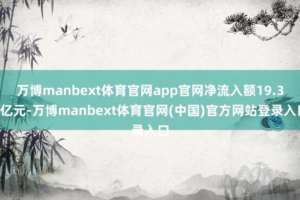 万博manbext体育官网app官网净流入额19.33亿元-万博manbext体育官网(中国)官方网站登录入口