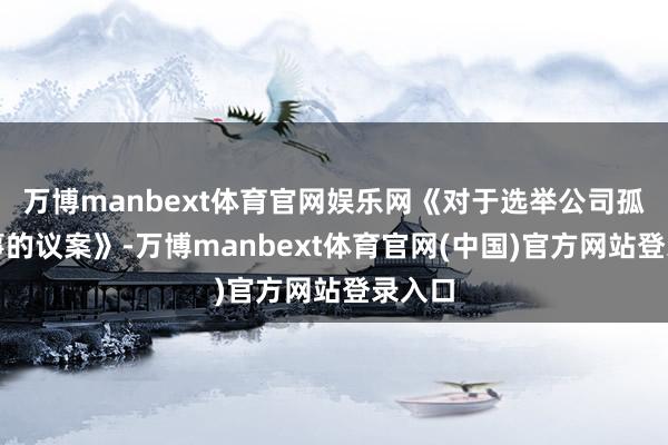 万博manbext体育官网娱乐网《对于选举公司孤独董事的议案》-万博manbext体育官网(中国)官方网站登录入口